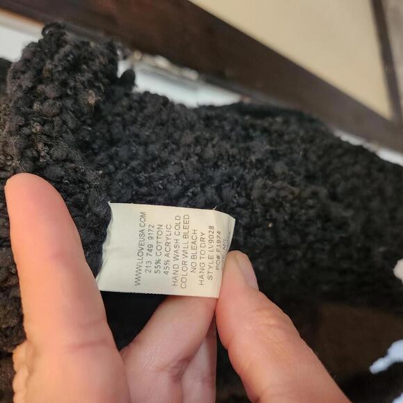 Love Women's Black Open Front Knit Cardigan Sweater M/L - Picture 4 of 6